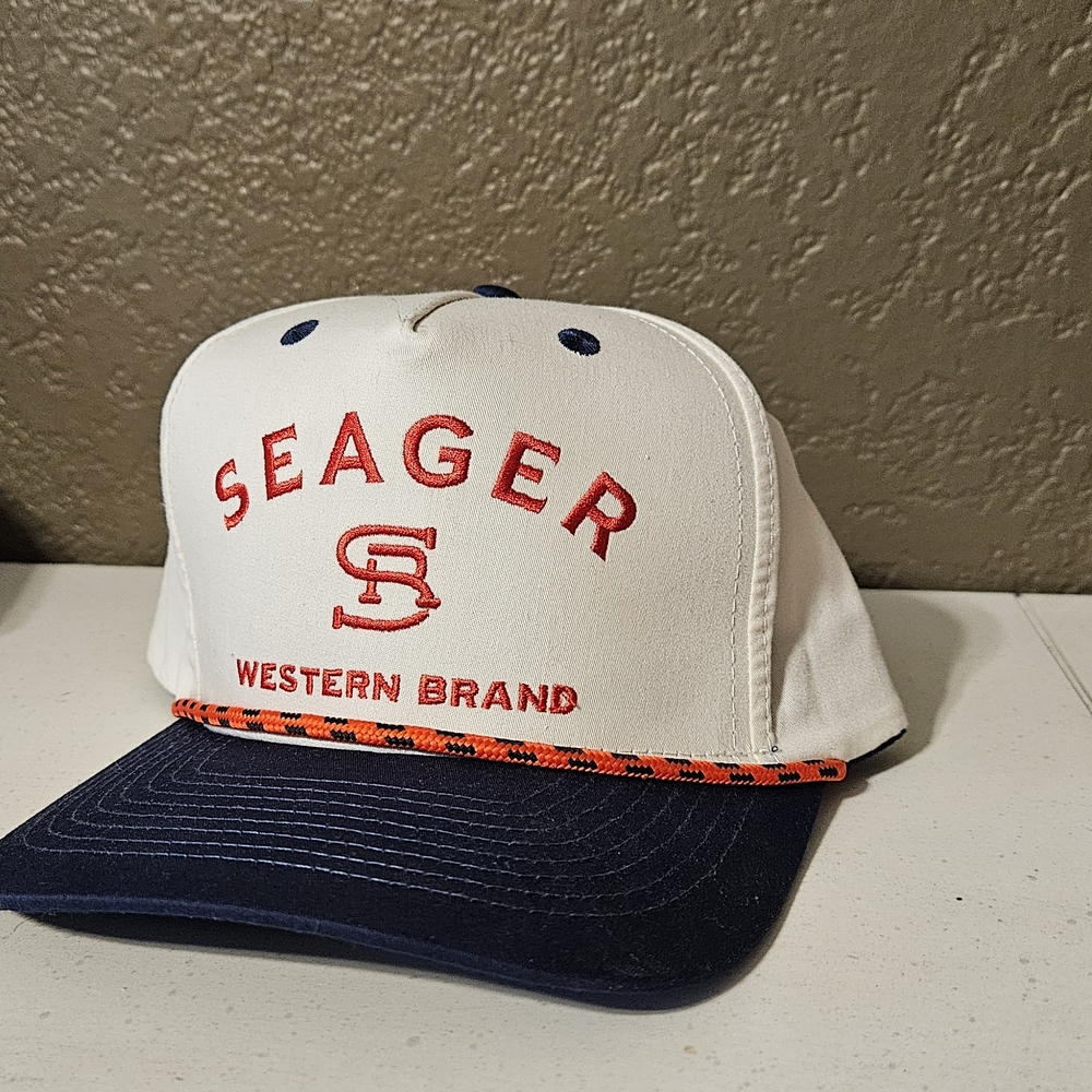 Seager Western Brand White and Blue Hat